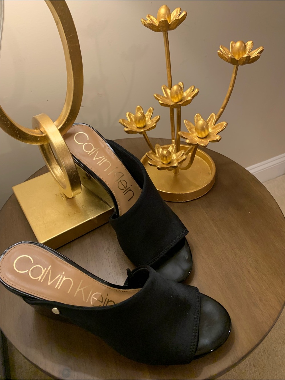 Calvin Klein Black Open-Toe Slip-On Mule Sandals